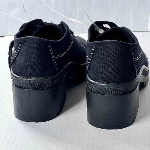 Vintage Y2K 90s Chunky Platform Lug Sole Black Canvas Shoes CL 8.5 Goth Bratz - Picture 10 of 12